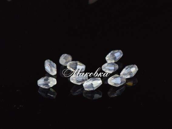 Намистини кришталь Рис 4*6мм Білі прозорі блискучі 10 шт Намистини кришталь Рис 4*6мм Білі прозорі блискучі 10 шт