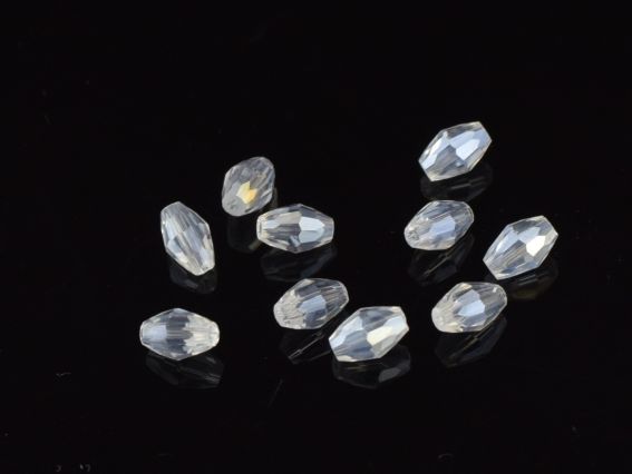 Кришталеві намистини, форма Рис , розмір 4*6мм Білі прозорі блискучі