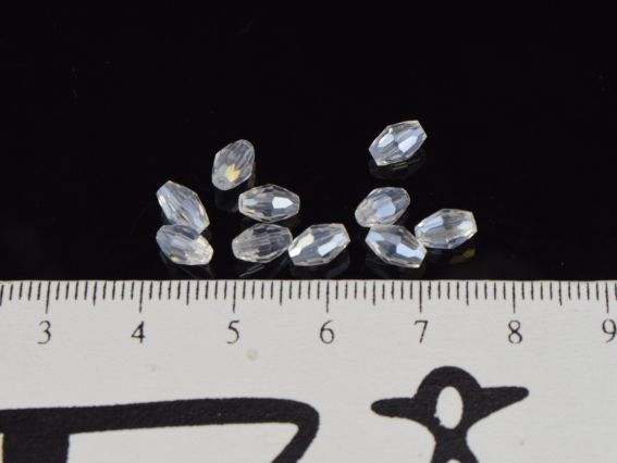 Кришталеві намистини, форма Рис , розмір 4*6мм Білі прозорі блискучі