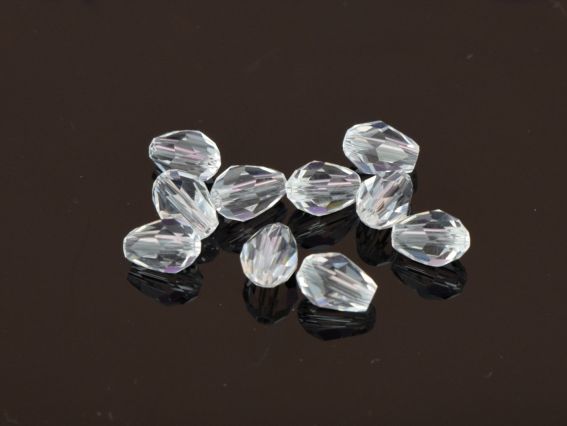 Бусины Хрусталь Капля 6*8мм Белые прозрачные 10 шт