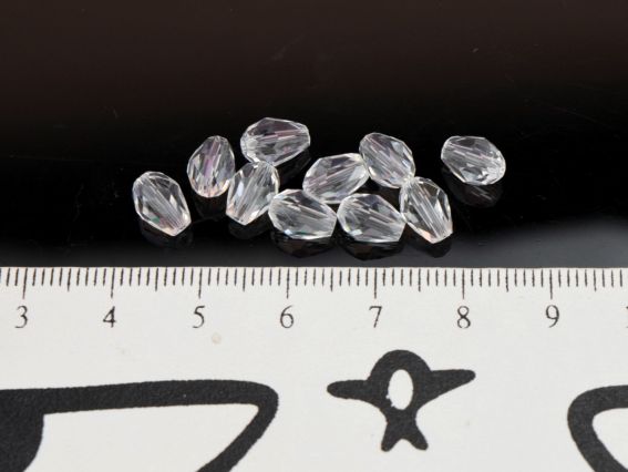 Хрустальные Бусины, форма Капля, размер 6*8мм, Белые прозрачные 10 шт