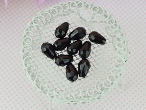 Бусины Хрусталь Капля 8*11мм Черные непрозрачные 10 шт