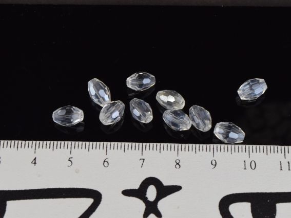 Кришталеві намистини, форма Рис , розмір 6*8мм Білі прозорі блискучі