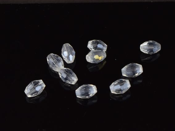 Кришталеві намистини, форма Рис , розмір 6*8мм Білі прозорі блискучі