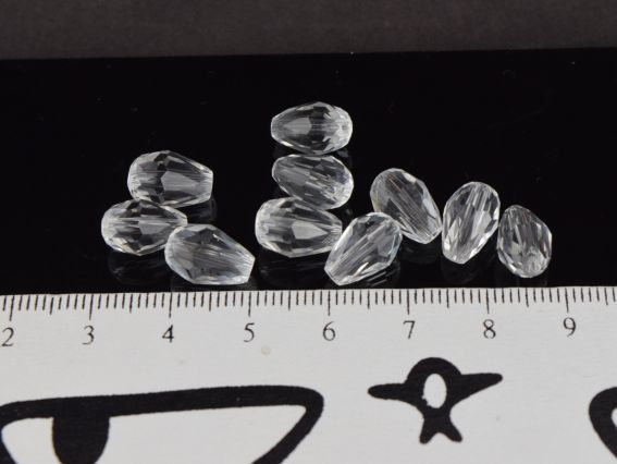 Кришталеві намистини, форма Капля, розмір 8*11мм , Білі прозорі 10 шт