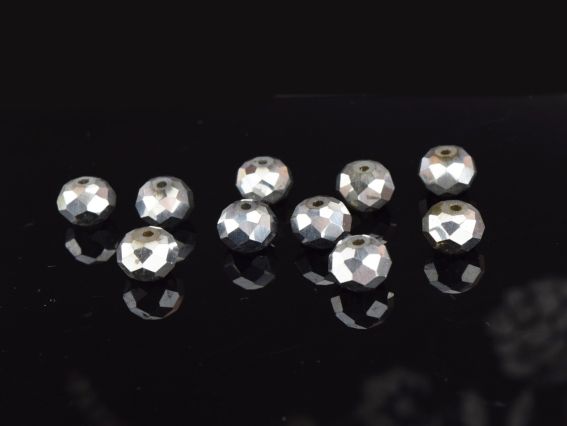 Бусины Хрусталь Рондель 10*8мм Серебряные металлик 10 шт