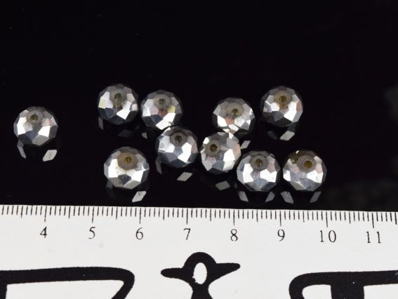 Хрустальные Бусины, форма Рондель , размер 10*8мм, Серебряные металлик 10 шт
