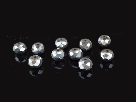 Хрустальные Бусины, форма Рондель , размер 10*8мм, Серебряные металлик 10 шт