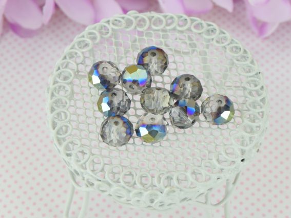Кришталеві намистини, форма Рондель, розмір 10*8мм , Синій на прозором 10 шт