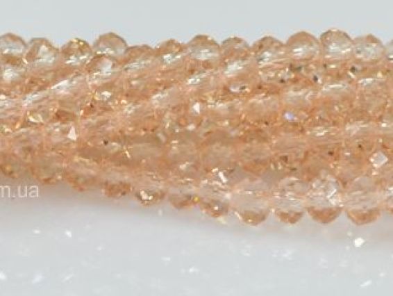 Хрусталь 3х4 мм №08, розово-персиковый 1 низка Хрусталь 3х4 мм №08, розово-персиковый 1 низка