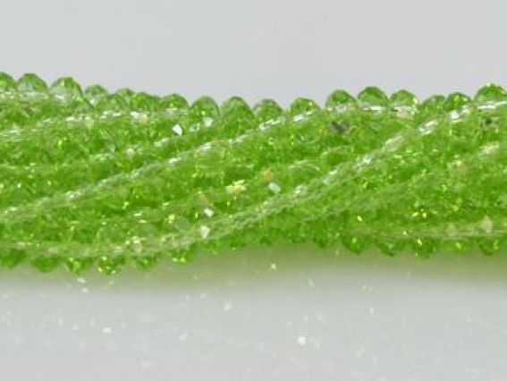 Хрусталь 3х4 мм №15, 1 низка салатовый Хрусталь 3х4 мм №15, 1 низка салатовый