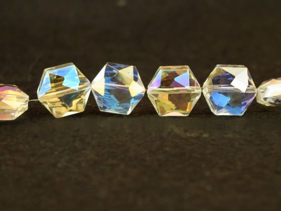 Хрустальная Бусина форма Гексагон 16х8 мм многогранная с плакировкой, белая