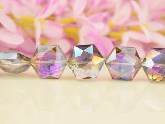 Бусина Хрустальная Гексагон 18х20х10 мм многогранная с плакировкой, розово-сиреневая 1 шт Бусина Хрустальная Гексагон 18х20х10 мм многогранная с плакировкой, розово-сиреневая 1 шт