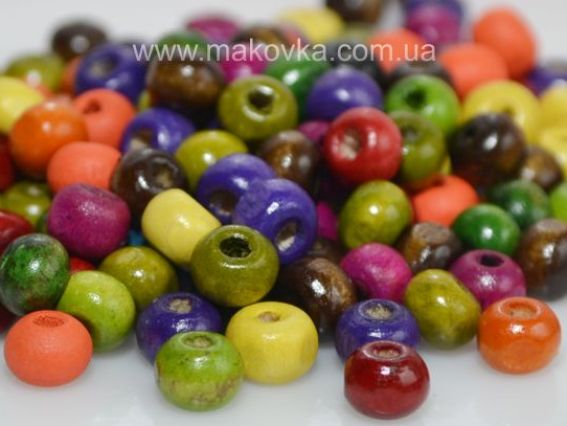 Набор деревянных цветных бусин 5х6 мм ассорти 10 гр Набор деревянных цветных бусин 5х6 мм ассорти 10 гр