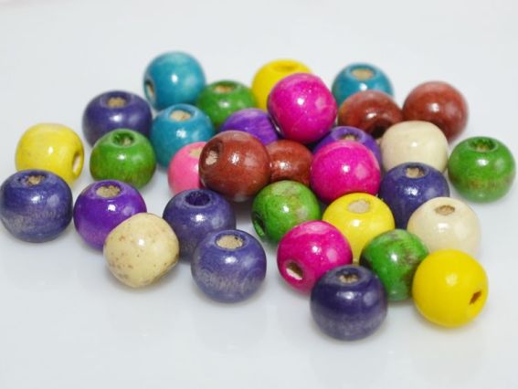 Набор деревянных цветных бусин 10 мм ассорти 10 гр Набор деревянных цветных бусин 10 мм ассорти 10 гр