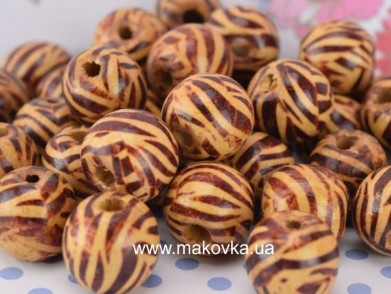 Бусины деревянные с рисунком, 16 мм, ассорти Тигровые, коричневые, 50 г, Бусины деревянные с рисунком, 16 мм, ассорти Тигровые, коричневые, 50 г,