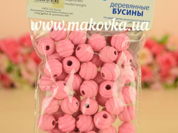 Набор деревянных рефленных бусин, розовые,12-Н, ТМ Колибри Набор деревянных рефленных бусин, розовые,12-Н, ТМ Колибри