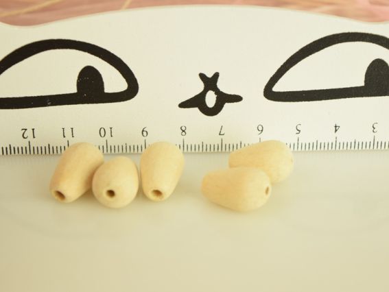 Набір дерев'яних натуральних намистин форма Крапля, розмір 15х10х5 мм, 10 шт/уп