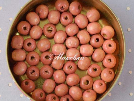 Набір дерев'яних намистин 7*6мм Скандинавський Червоний, 50шт