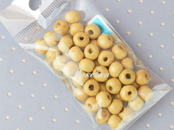 Набір дерев'яних намистин , шар 8*7мм БЕЖ, 50шт Набір дерев'яних намистин , шар 8*7мм БЕЖ, 50шт