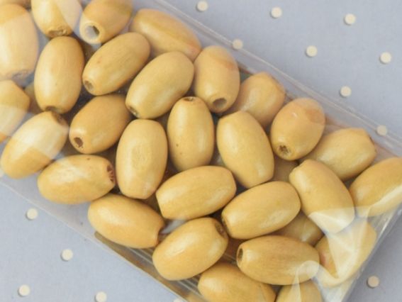 Намистини дерев'яні в формі зерна 12*7 мм, 10 шт колір БЕЖ