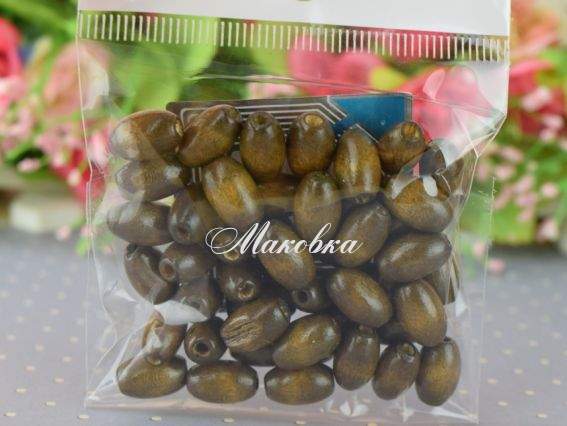 Набір дерев'яних намистин, зерно 11(12)*7мм Темно-КОРИЧНЕВІ, 10 г Набір дерев'яних намистин, зерно 11(12)*7мм Темно-КОРИЧНЕВІ, 10 г