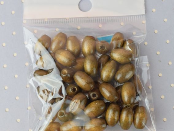 Намистини дерев'яні в формі зерна 11(12)*7 мм, 10 г колір КОРИЧНЕВИЙ