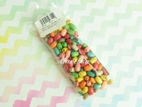 Набір деревяних кольорових намистин Зерно 8х6 мм асорті 10 гр