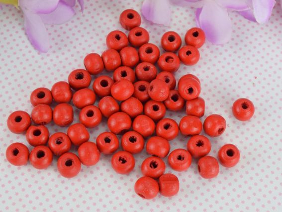 Набор деревянных бусин 7*8мм красный, 10г