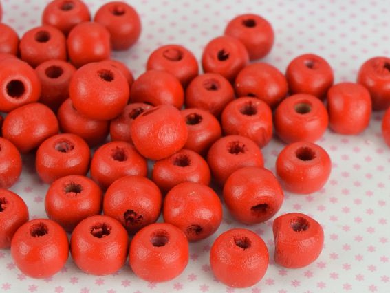 Бусинки деревянные 7*8 мм, круглые , 10г шт цвет красный