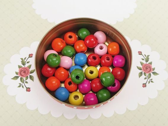 Набір дерев'яних намистин 10*9мм Мікс кольорів, 10г