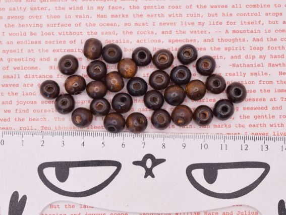 Бусинки деревянные  9*10мм, круглые , 10 г цвет Темно-коричневый №103, упаковка 10г