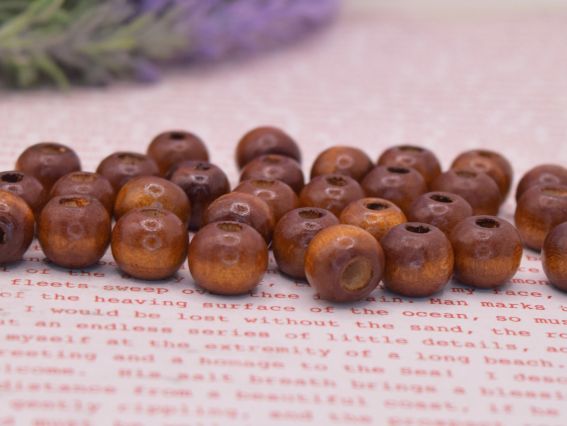 Бусинки деревянные  9*10мм, круглые , 10 г цвет Светло-коричневый №102, упаковка 10г