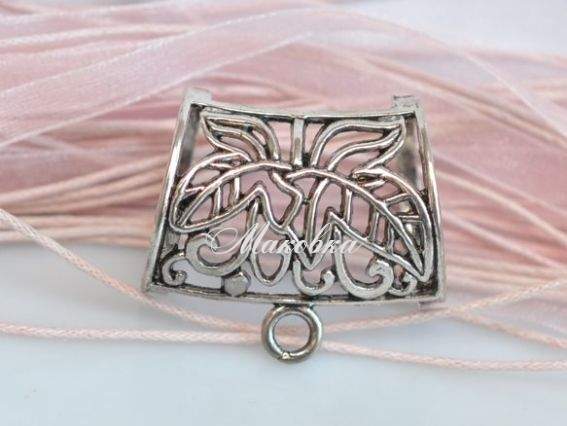 Держатель подвески Бейл Трубочка Листья 33х29 мм. античное серебро, 1 шт Держатель подвески Бейл Трубочка Листья 33х29 мм. античное серебро, 1 шт