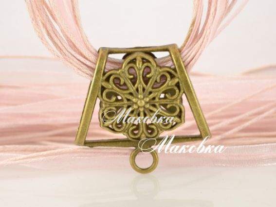 Тримач підвіски Бейл Трубочка Квітка (двосторонній), 39x37x17 мм антична бронза Тримач підвіски Бейл Трубочка Квітка (двосторонній), 39x37x17 мм антична бронза