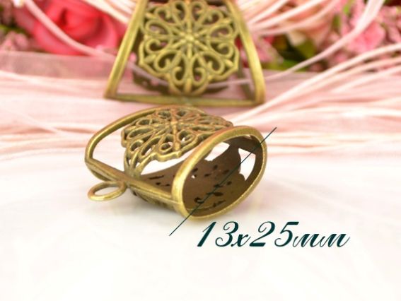 Тримач Бейл Трубочка Квітка для підвіски (двосторонній), 39x37x17 мм антична бронза