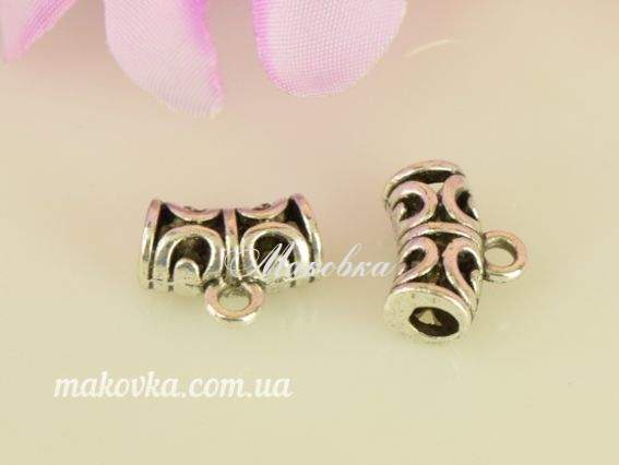 Держатель подвески Бейл трубочка Тибет, 10х12мм мм античное серебро, 1 шт Держатель подвески Бейл трубочка Тибет, 10х12мм мм античное серебро, 1 шт