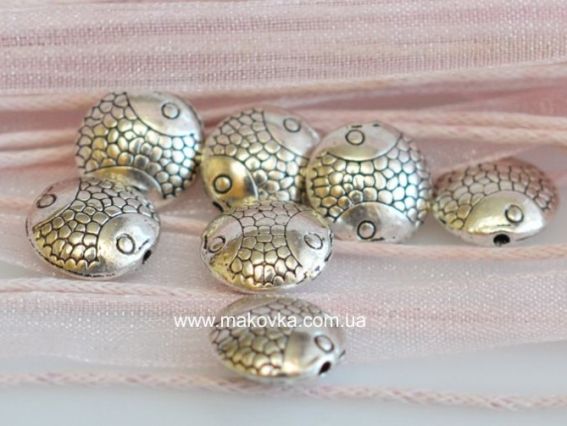 Металлическая бусина №22, Чешуйка 10 мм, античное серебро, 50 шт Металлическая бусина №22, Чешуйка 10 мм, античное серебро, 50 шт