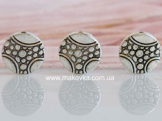 Металлическая бусина №23, Камушки, 12 мм, античное серебро, 1 шт Металлическая бусина №23, Камушки, 12 мм, античное серебро, 1 шт