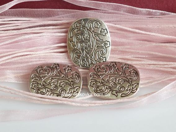 Металлическая бусина №27, Овал 26х22 мм, античное серебро, 1 шт Металлическая бусина №27, Овал 26х22 мм, античное серебро, 1 шт