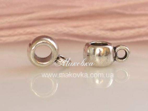 Бусина с колечком (бейл) №30, гладкая 6х9х4 мм, античное серебро, 1 шт Бусина с колечком (бейл) №30, гладкая 6х9х4 мм, античное серебро, 1 шт