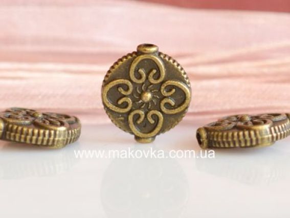 Бусина металлическая №36 с узором 13х15 мм, античная бронза, 50 шт Бусина металлическая №36 с узором 13х15 мм, античная бронза, 50 шт