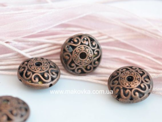 Металлическая бусина №41, Винтаж-1,  16x8.5 мм, античная медь, 1 шт Металлическая бусина №41, Винтаж-1,  16x8.5 мм, античная медь, 1 шт