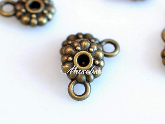 Металлическая бусина №50 Плоская с колечком, античная бронза, 1 шт Металлическая бусина №50 Плоская с колечком, античная бронза, 1 шт