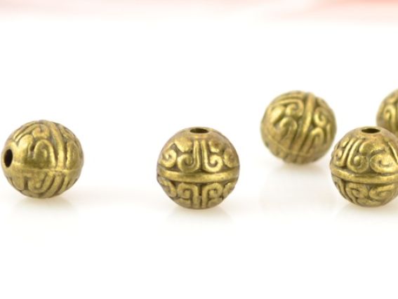 Бусинка металлическая №47, Индонезия шар 8 мм, цвет античная бронза, 1 шт