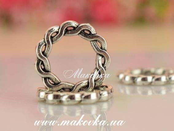 Металлическая соединительная бусина №57 Витая Кельтик 20 мм, античное серебро