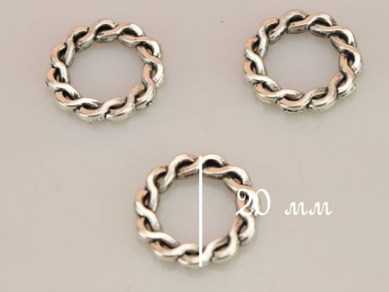 Металлическая соединительная бусина №57 Витая Кельтик 20 мм, античное серебро