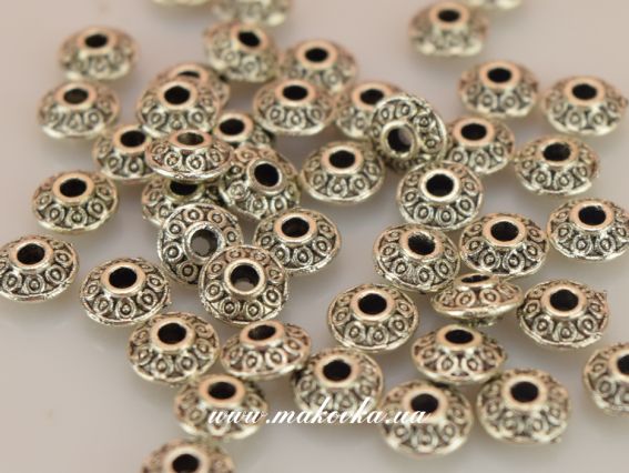 Металлические бусины №59 Круг кружочки с точечками 6.50 мм , 50 шт/уп, античное серебро Металлические бусины №59 Круг кружочки с точечками 6.50 мм , 50 шт/уп, античное серебро