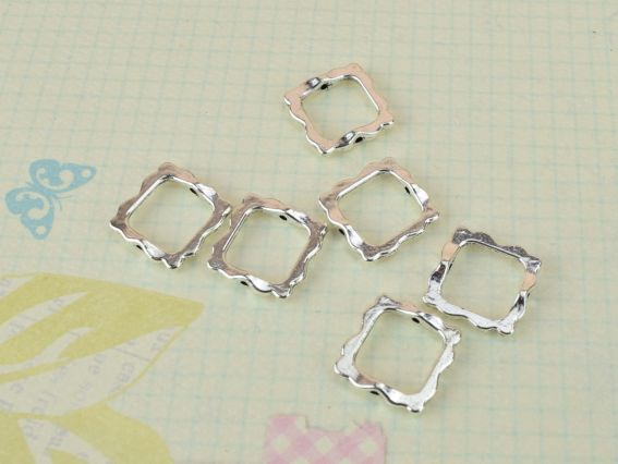 Бусинка металева №77 Квадратна рамка, колір срібло, 1 шт