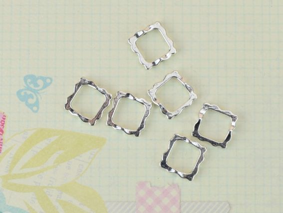 Бусинка металева №77 Квадратна рамка, колір срібло, 1 шт